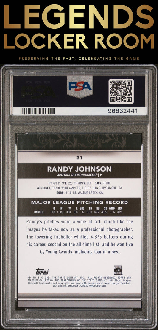 2024 Topps Museum Collection #31 Randy Johnson Blue Topaz PSA 8