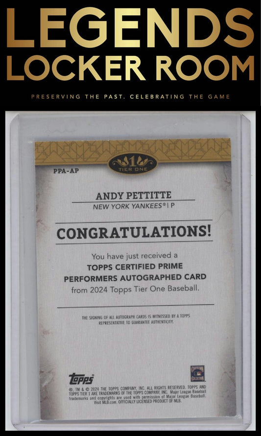 2024 Topps Tier One #PPA-AP Andy Pettitte Prime Performers Autographs /199
