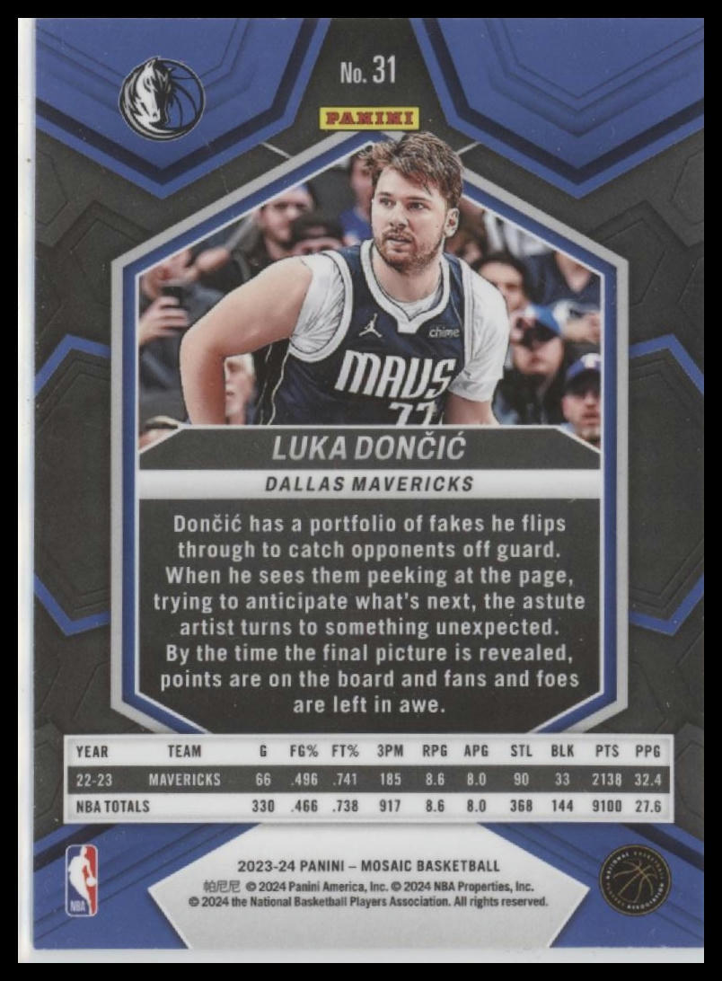 2023-24 Panini Mosaic #31 Luka Doncic