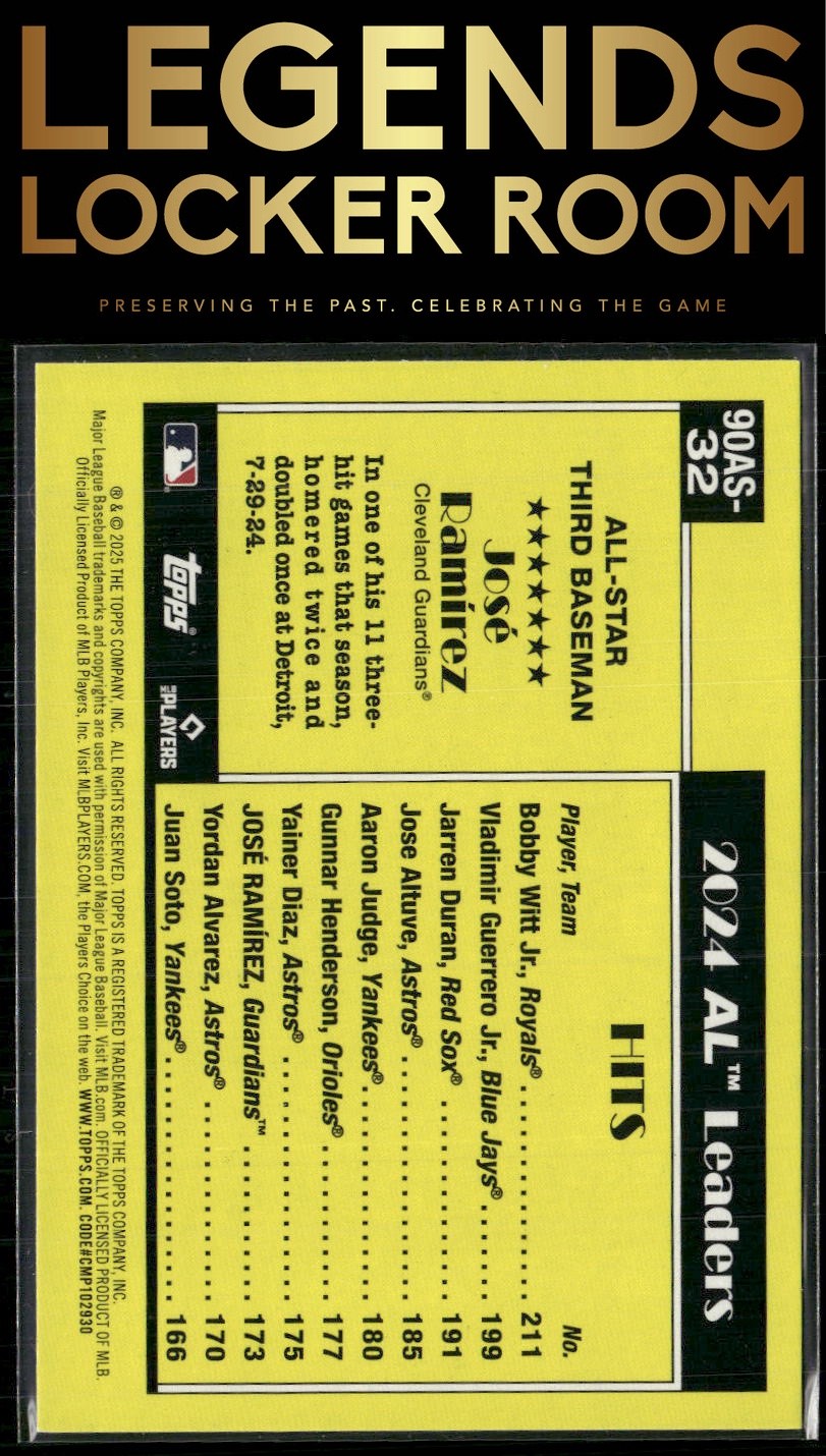 2025 Topps José Ramírez 1990 Topps Baseball 35th Anniversary All-Stars