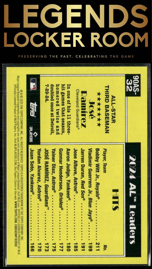 2025 Topps José Ramírez 1990 Topps Baseball 35th Anniversary All-Stars