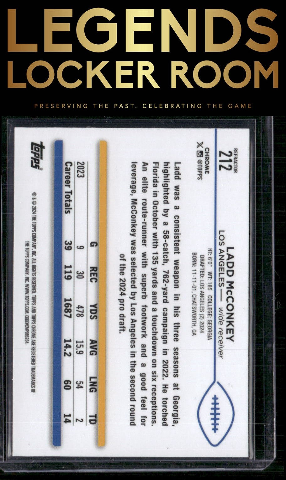2024 Topps Chrome #212 Ladd McConkey Refractor