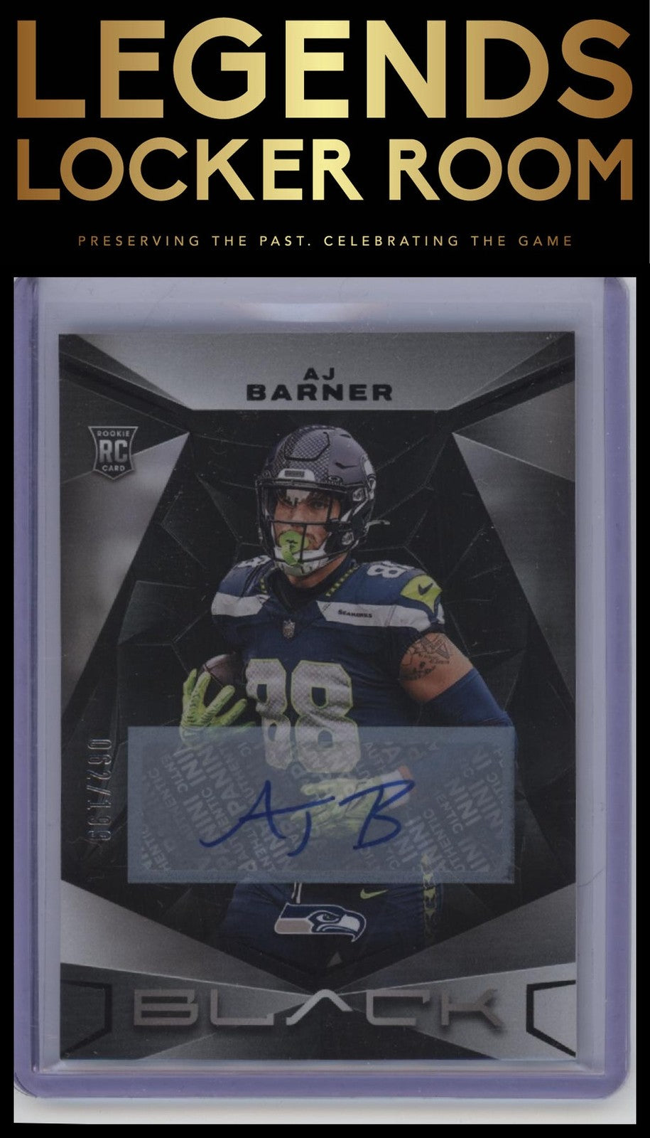 2024 Panini Black #103 AJ Barner Rookies Autographs #/199