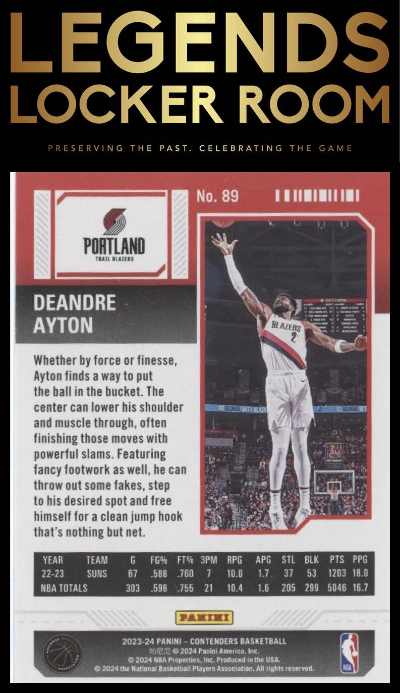 2023-24 Panini Contenders #89 Deandre Ayton Season Ticket Retail