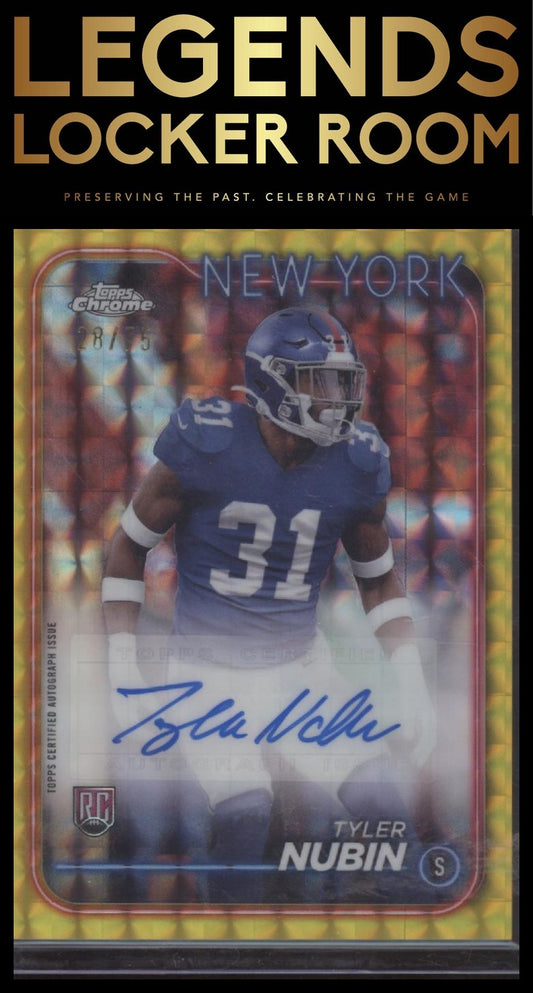 2024 Topps Chrome #RA-TNU Tyler Nubin Rookie Autographs Yellow Geo /75