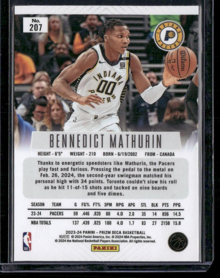2023-24 Panini Prizm Deca #207 Bennedict Mathurin