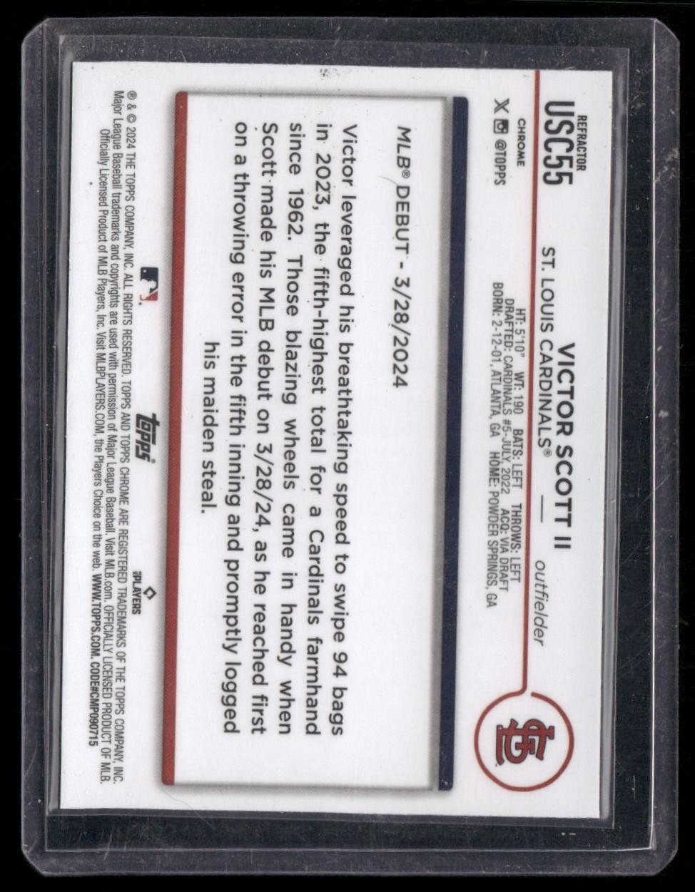 2024 Topps Chrome Update #USC55 Victor Scott II Refractors