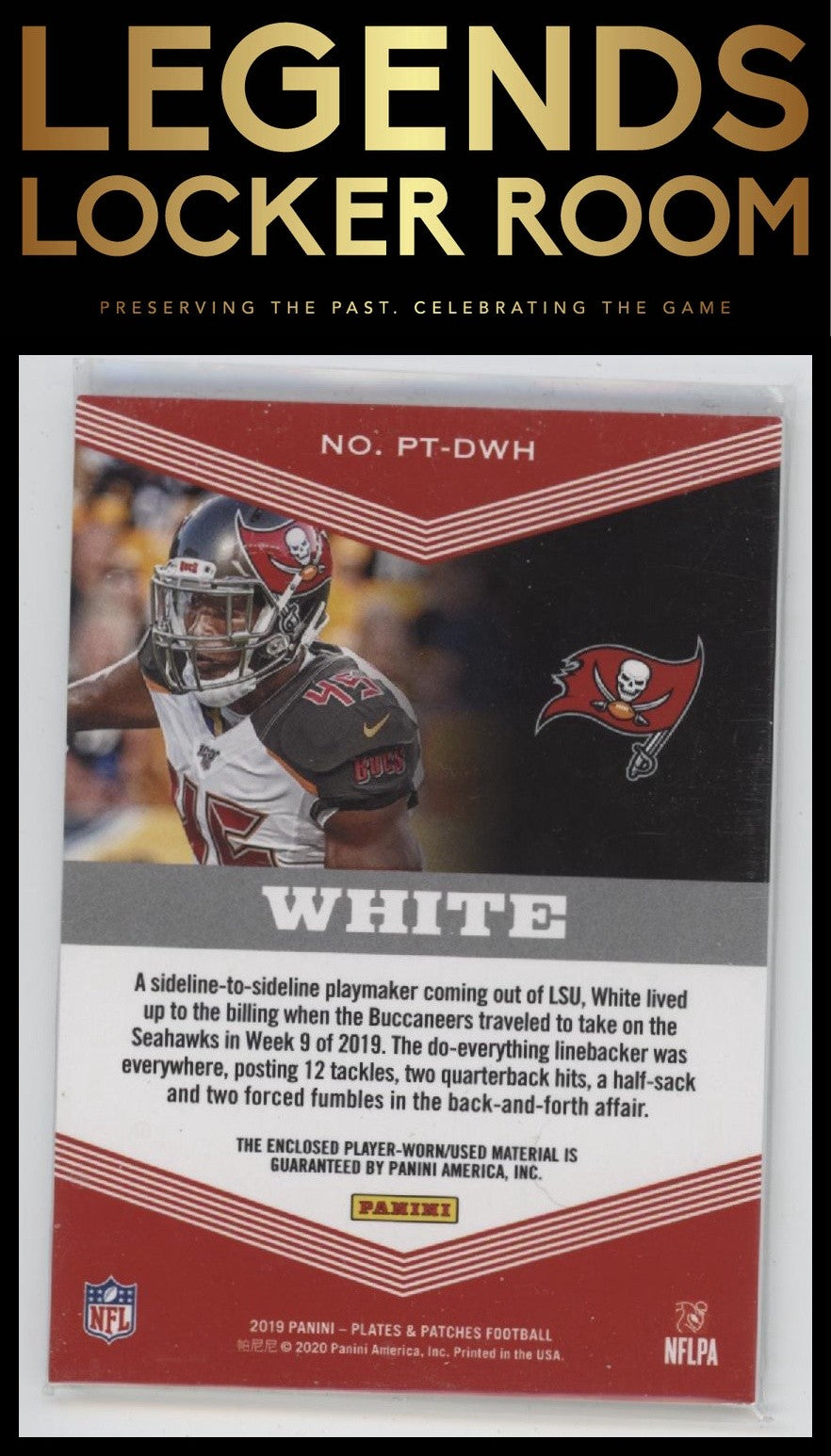 2019 Plates and Patches #PT-DWH Devin White Patch Trio /99