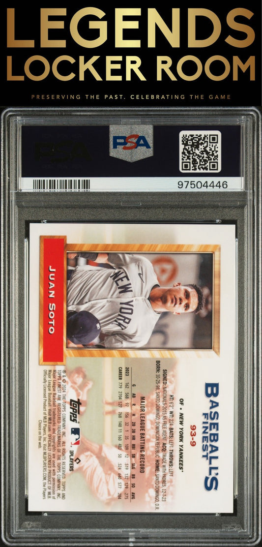 2024 Topps Finest What If 1993 Finest Prototypes Juan Soto Purple Ref PSA 10