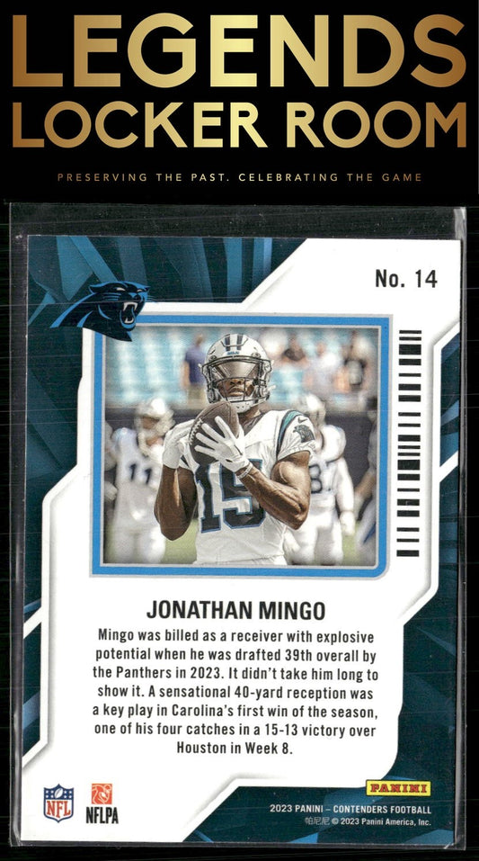 2023 Panini Contenders #14 Jonathan Mingo Rookie of the Year Contenders