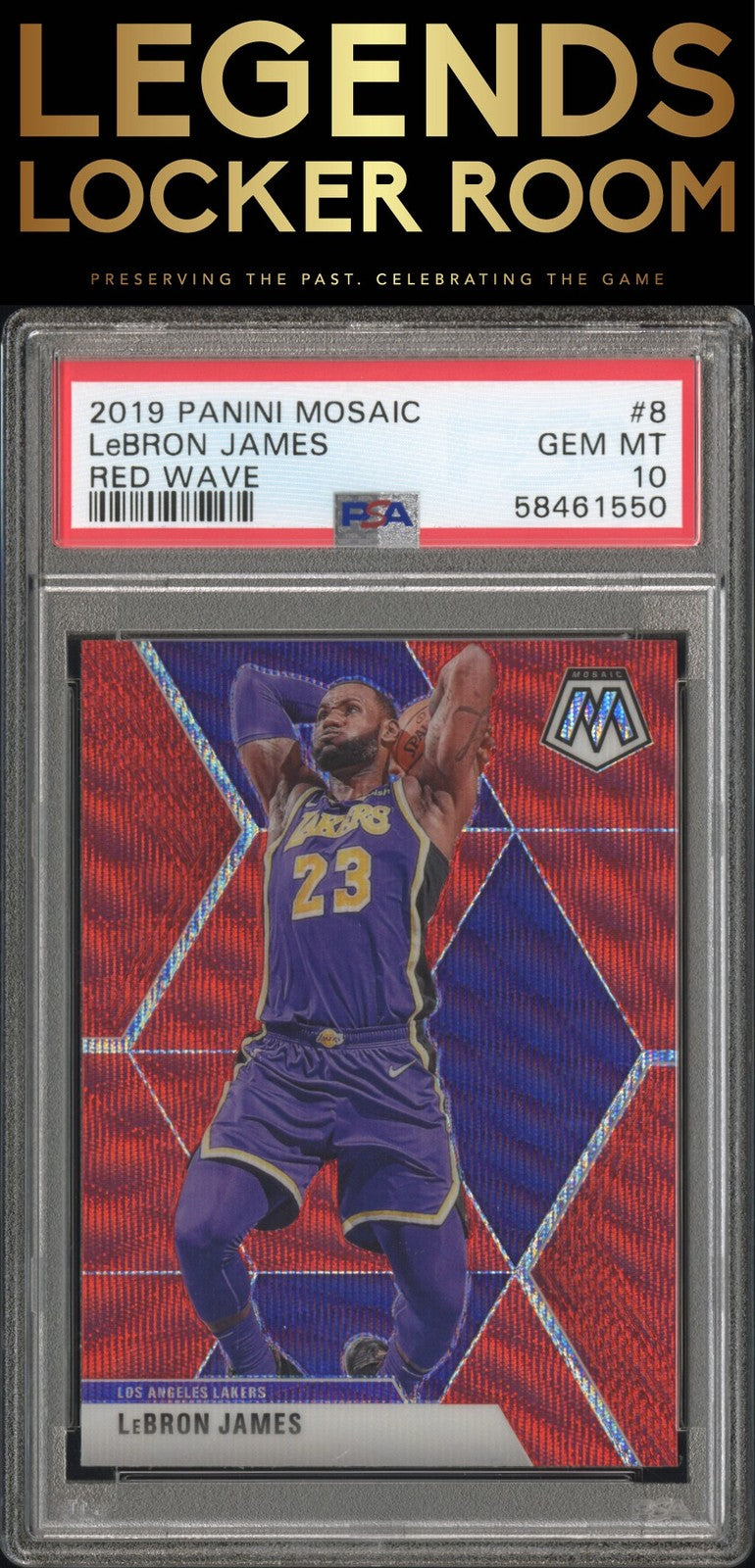 2019 Panini Mosaic #8 Lebron James Red Wave PSA 10