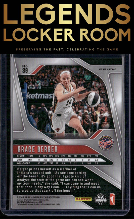 2024 Panini Prizm WNBA #89 Grace Berger Silver Prizms