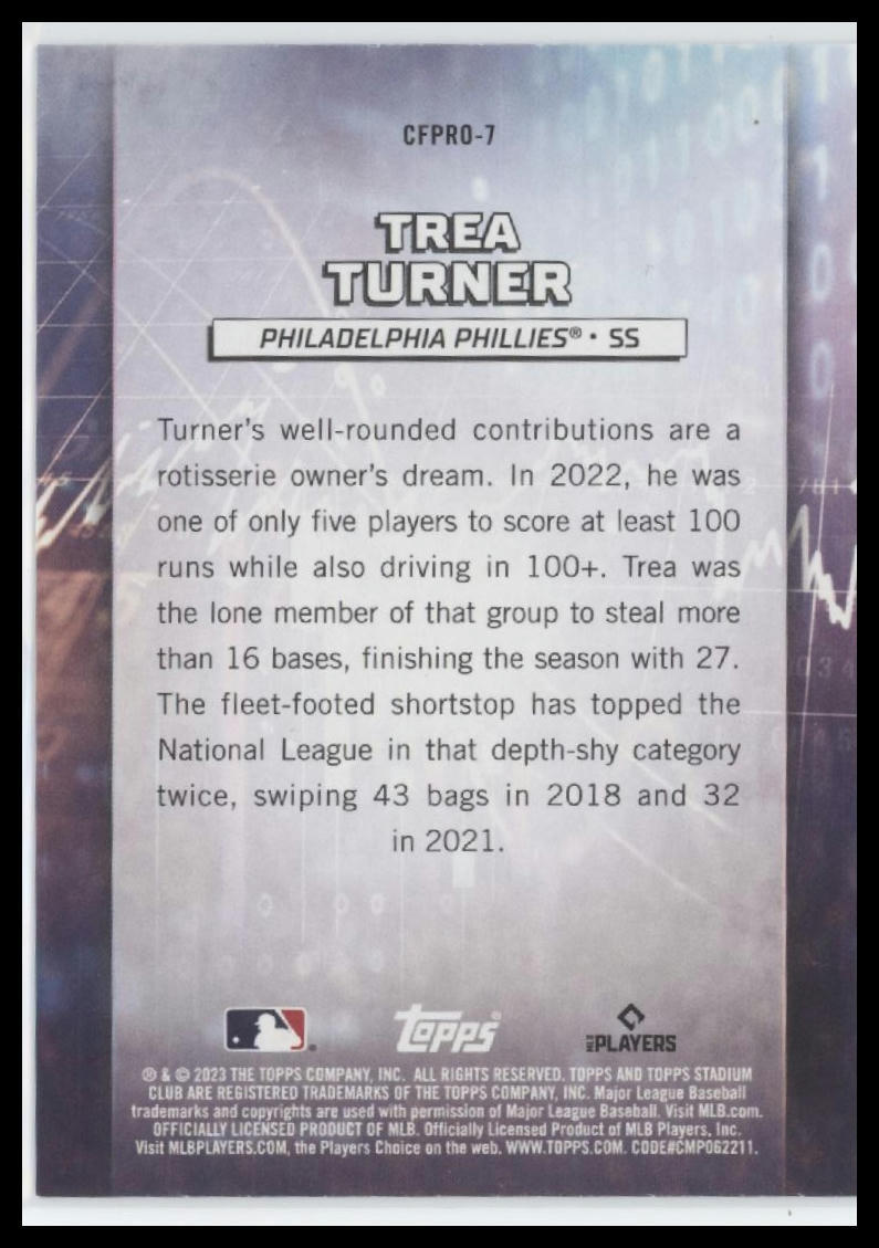 2023 Stadium Club #CFPRO-7 Trea Turner Chief Fantasy Professionals