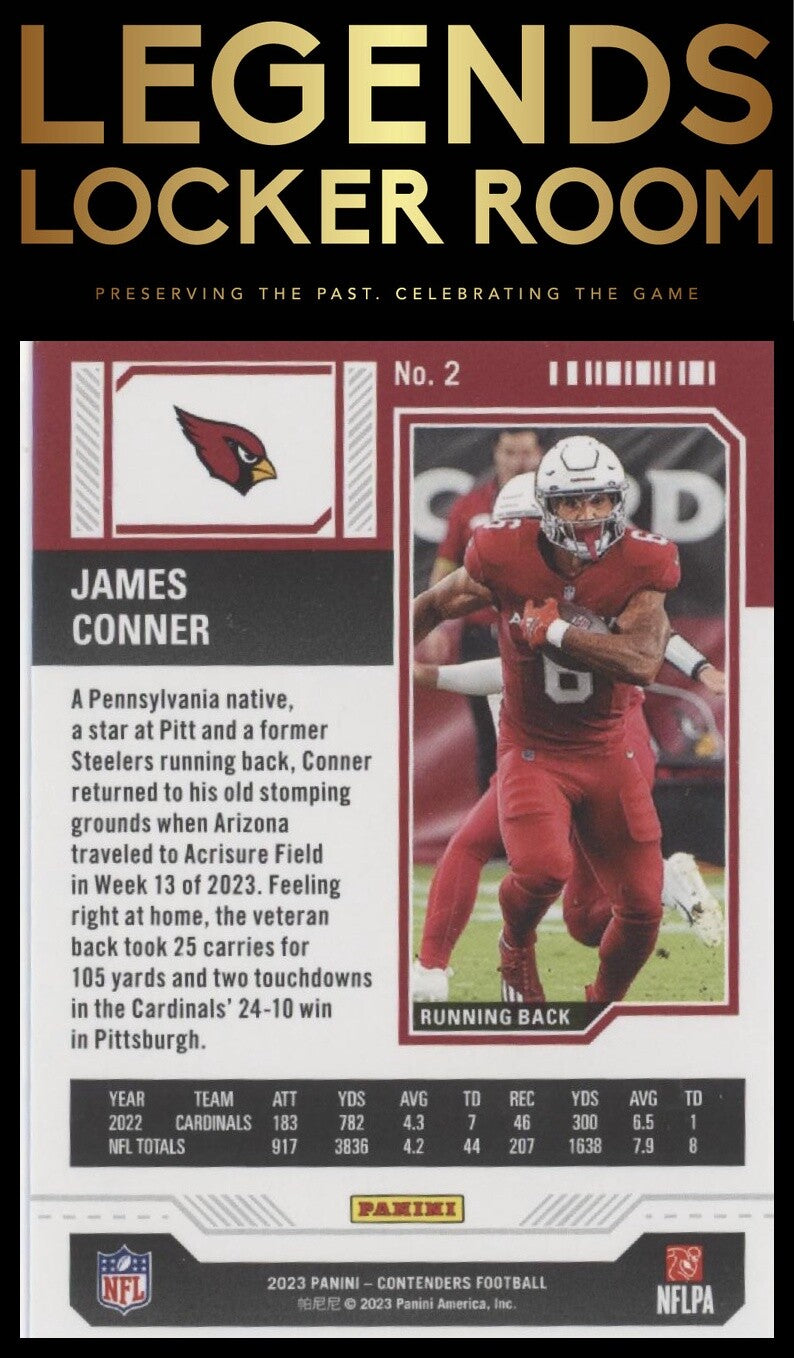 2023 Panini Contenders #2 James Conner Season Ticket Retail