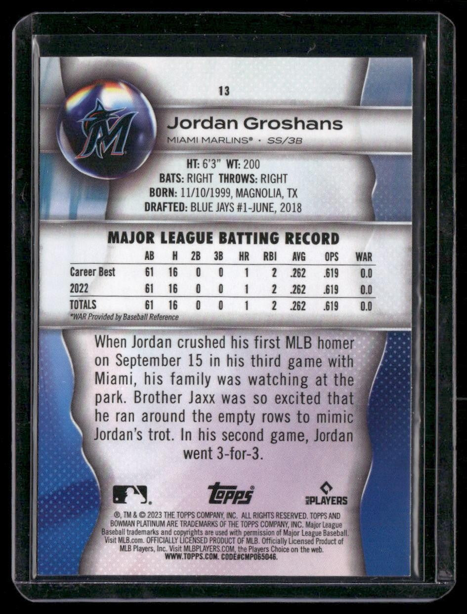 2023 Bowman Platinum #13 Jordan Groshans