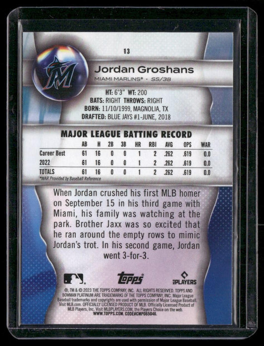 2023 Bowman Platinum #13 Jordan Groshans