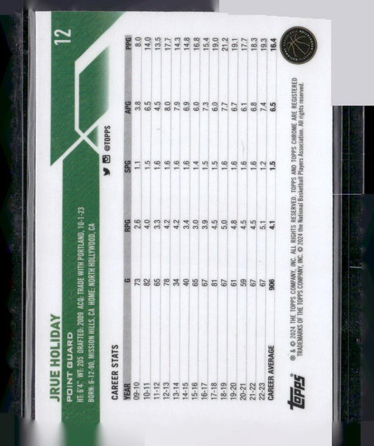 2023-24 Topps Chrome #12 Jrue Holiday