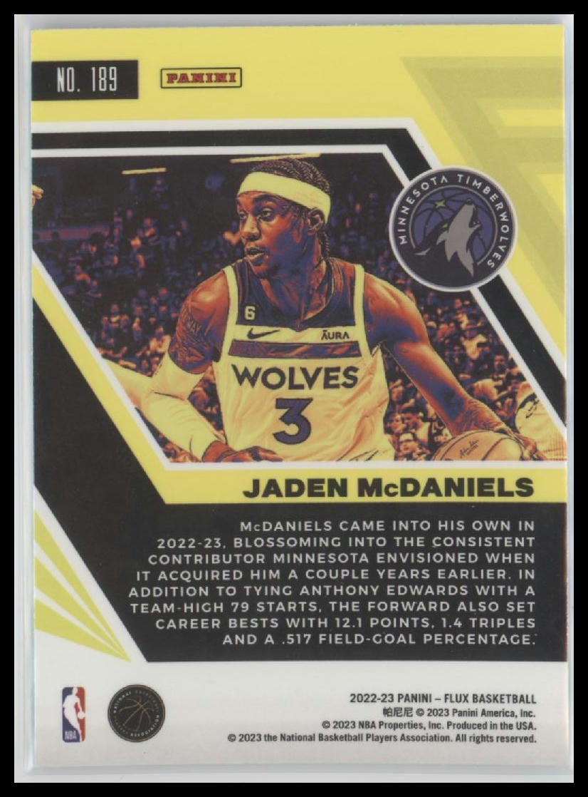 2022-23 Panini Flux #189 Jaden McDaniels