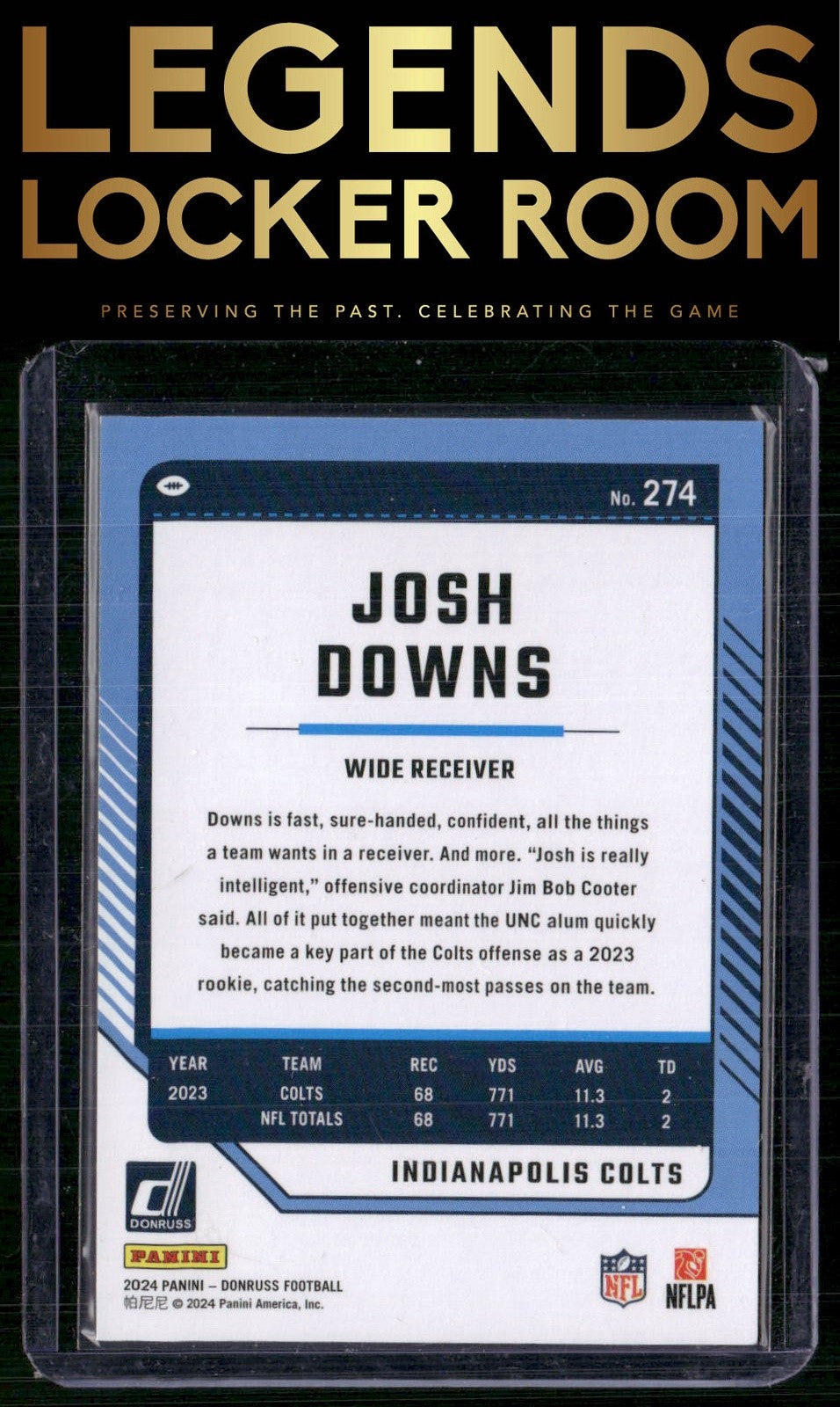 2024 Donruss #274 Josh Downs Season Stat Line #/500