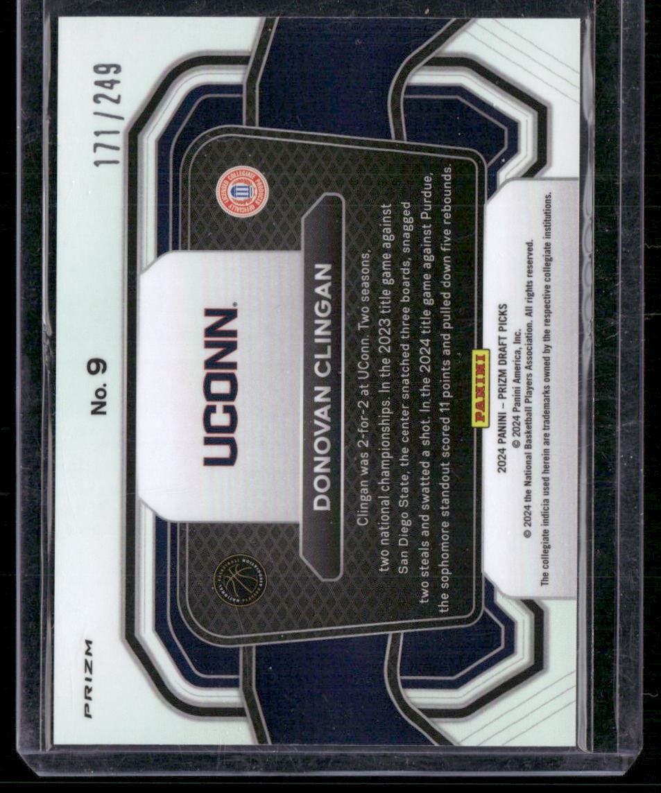 2024 Panini Prizm Draft Picks Donovan Clingan Campus Legends Blue Wave /249