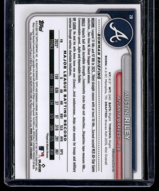 2024 Bowman Chrome #28 Austin Riley