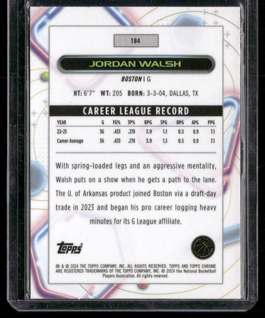 2023-24 Topps Chrome Cosmic #184 Jordan Walsh Aqua Refractors #/149