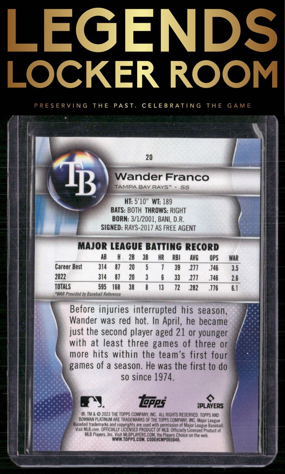 2023 Bowman Platinum #20 Wander Franco  /199