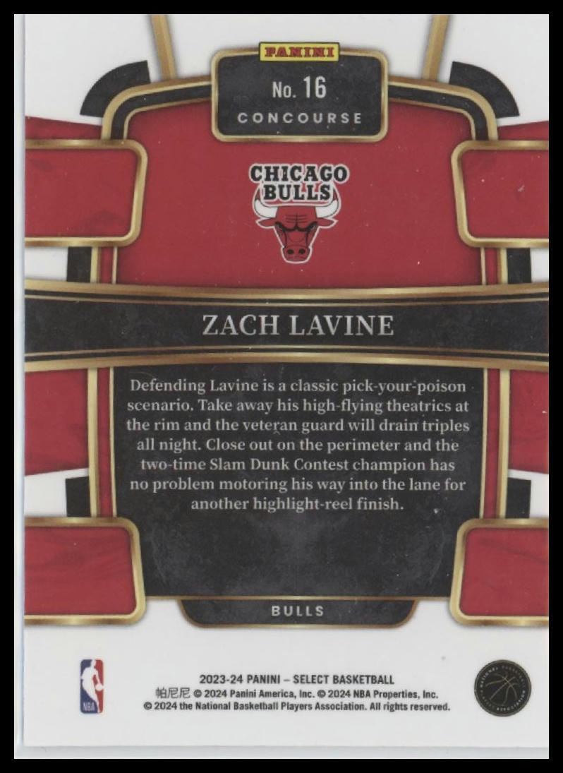 2023-24 Panini Select #16 Zach LaVine Blue (Retail Base)