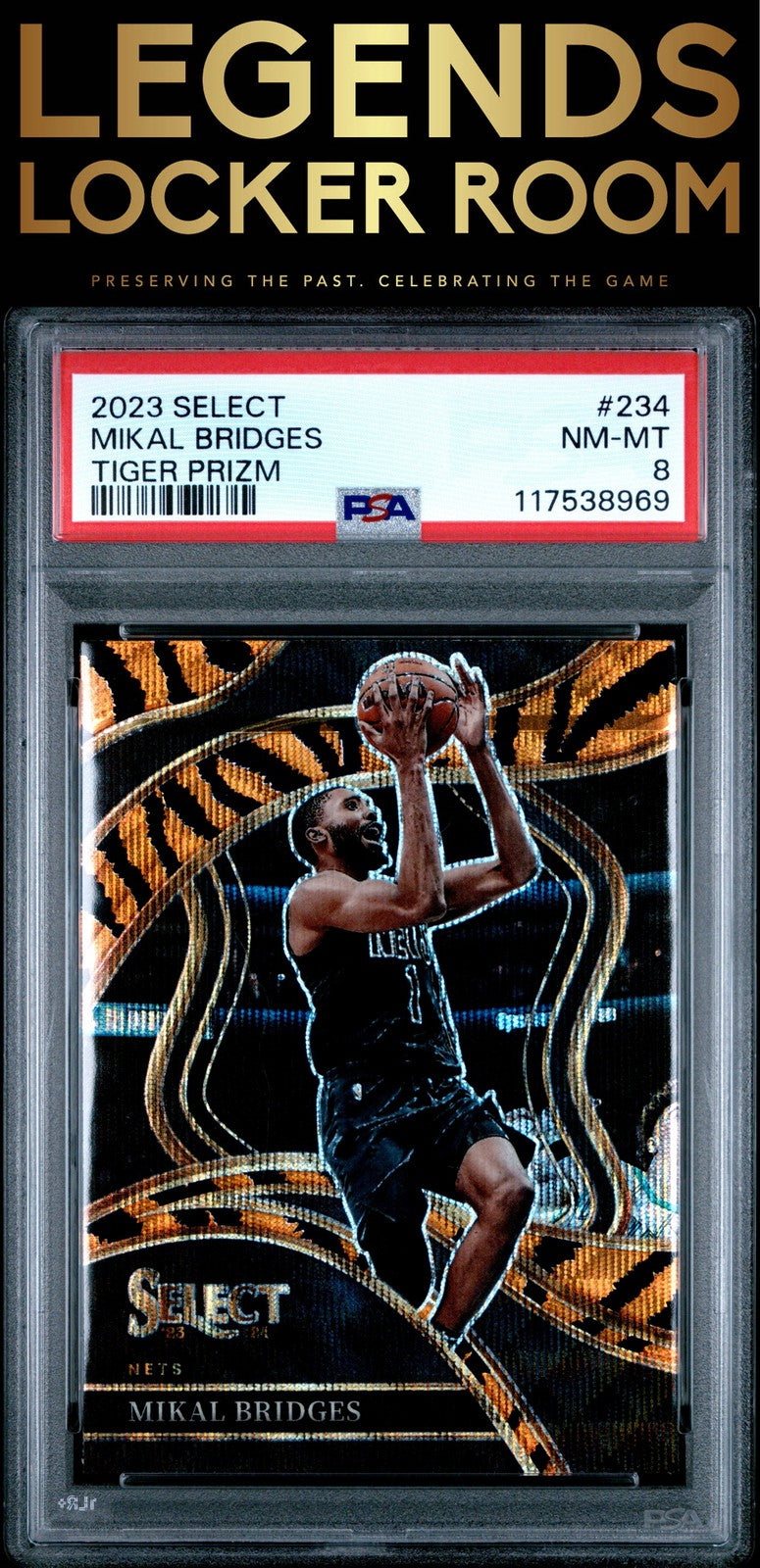 2023 Panini Select #234 Mikal Bridges Tiger Prizm PSA 8