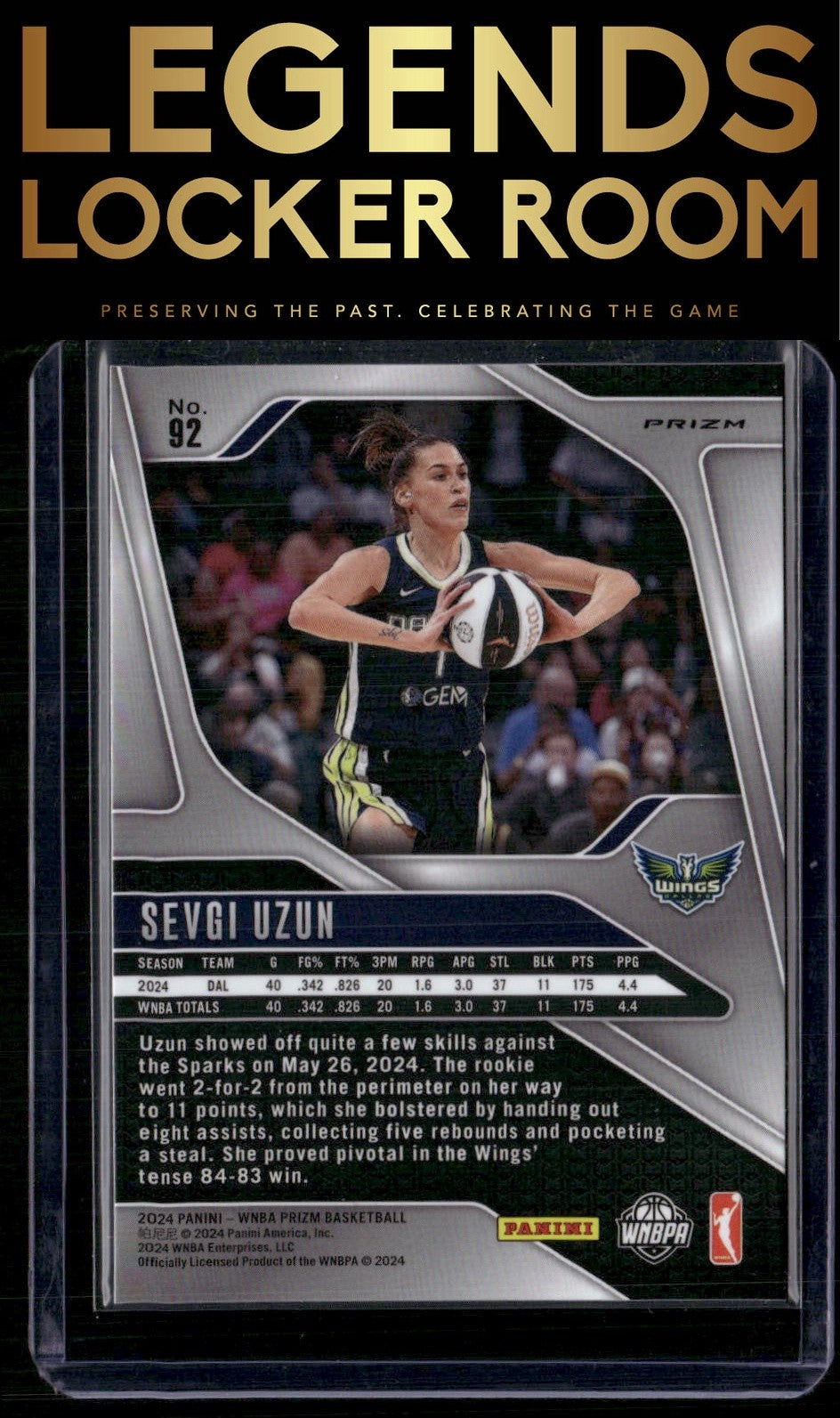 2024 Panini Prizm WNBA #92 Sevgi Uzun Silver Prizms