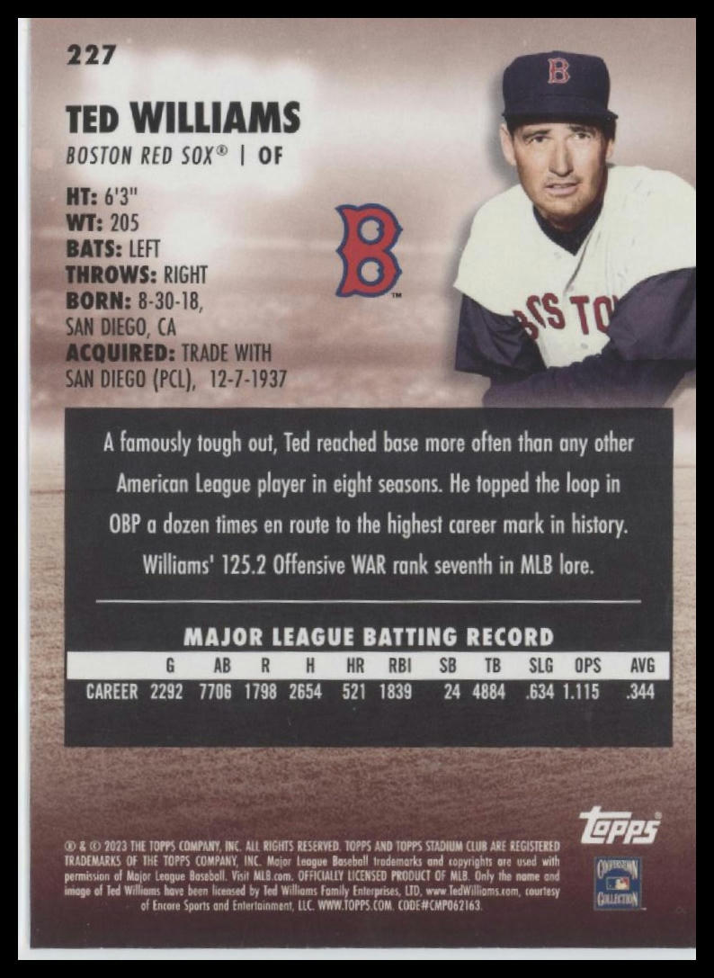 2023 Stadium Club #227 Ted Williams