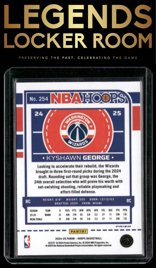2024-25 Hoops #254 Kyshawn George Premium Prizms Silver
