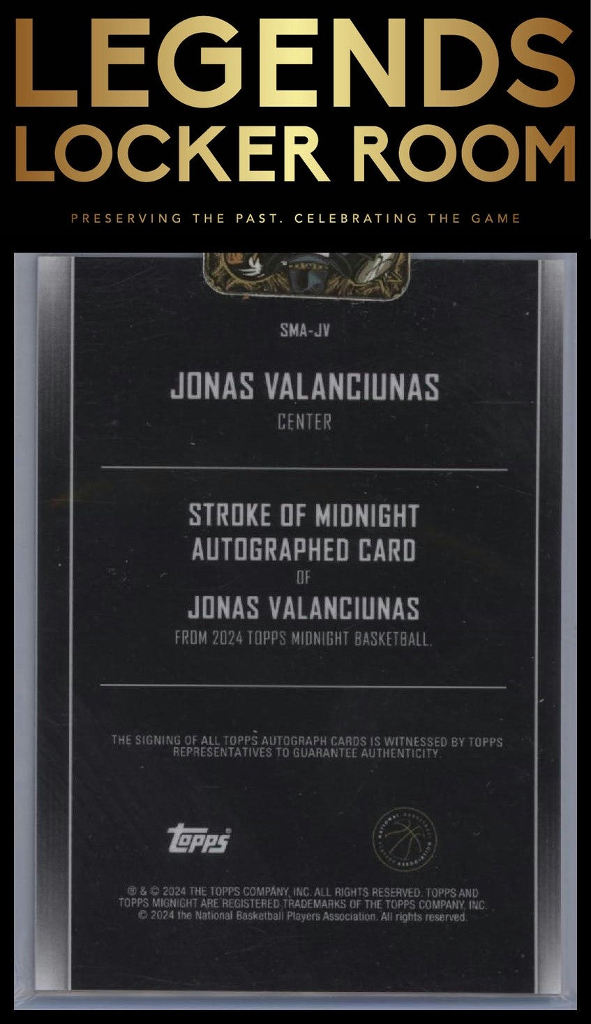 2023-24 Topps Midnight #SMA-JV Jonas Valanciunas Stroke of Midnight Autographs
