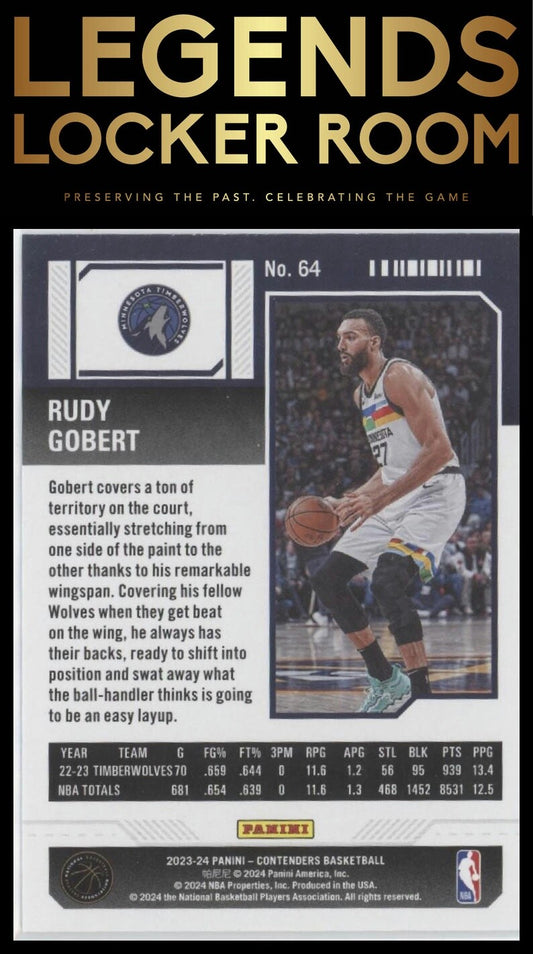 2023-24 Panini Contenders #64 Rudy Gobert Season Ticket Retail