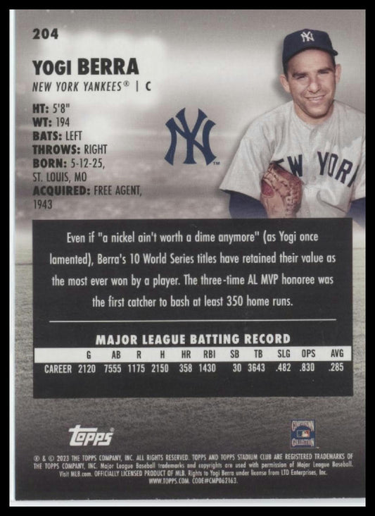 2023 Stadium Club #204 Yogi Berra