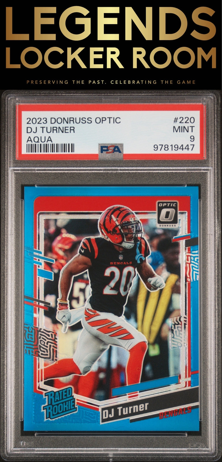 2023 Panini Donruss Optic #220 Dj Turner Aqua PSA 9