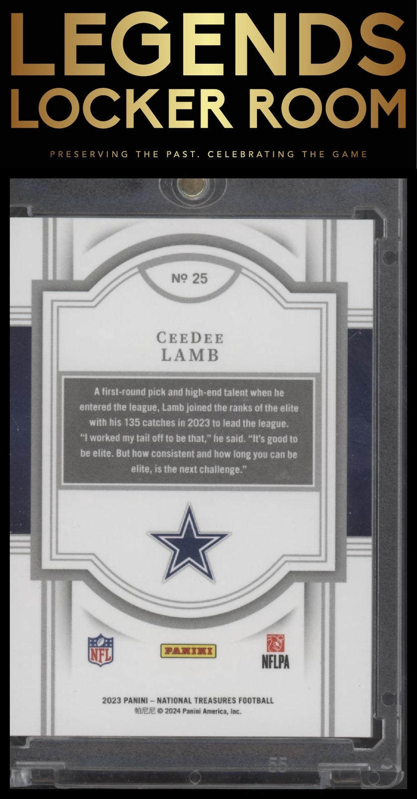 2023 Panini National Treasures #25 CeeDee Lamb Jersey Number Red #/88