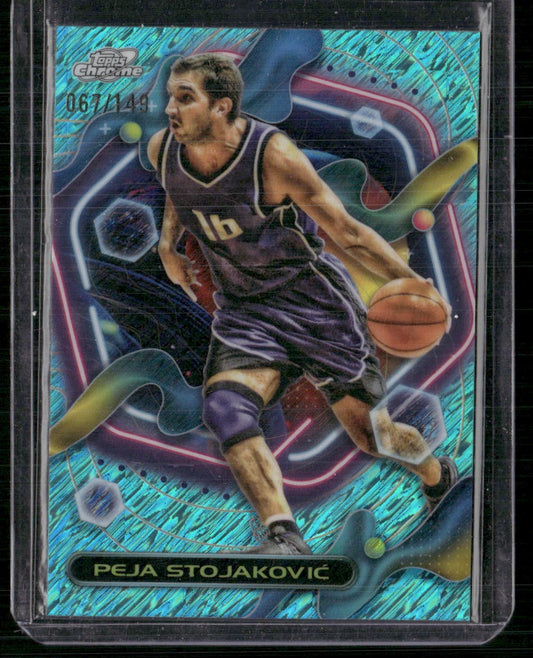 2023-24 Topps Chrome Cosmic #108 Peja Stojaković Aqua Equinox Refractors #/149
