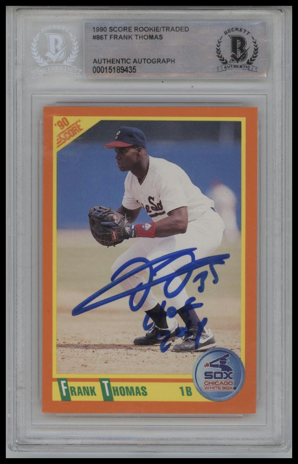 1990 Score Rookie/Traded #86T Frank Thomas Auto "HOF 2014" BGS Authentic