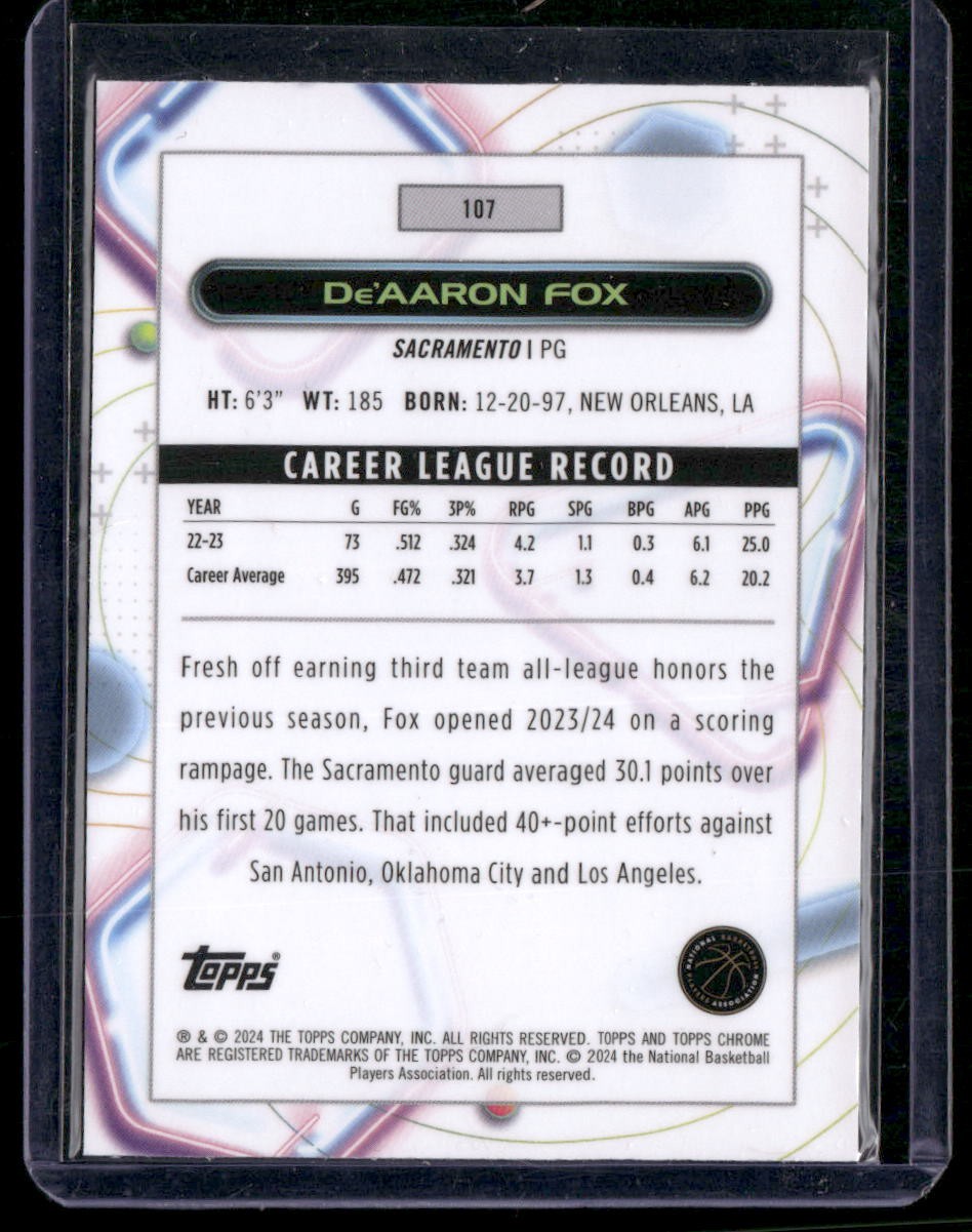 2023-24 Topps Chrome Cosmic #107 De'Aaron Fox