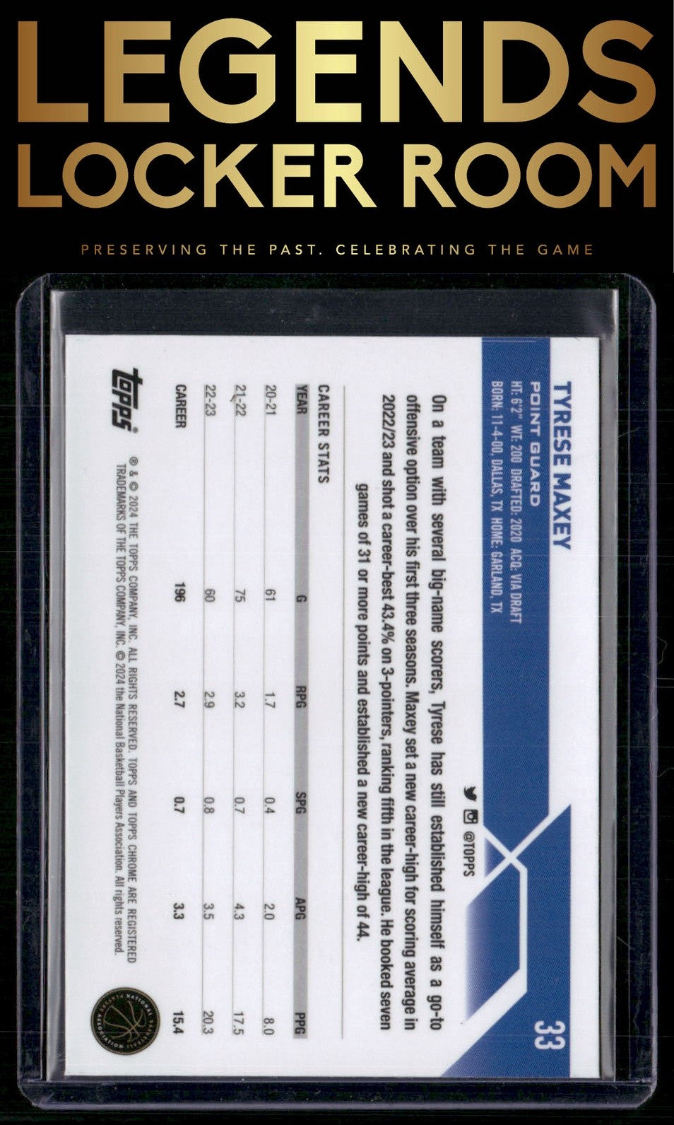 2023-24 Topps Chrome Sapphire #33 Tyrese Maxey