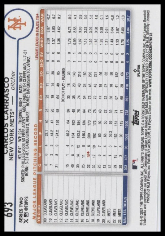 2024 Topps #693 Carlos Carrasco