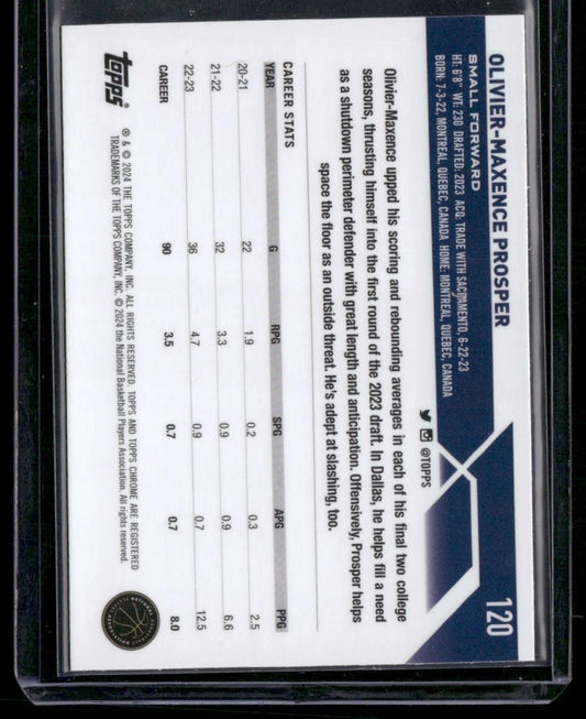 2023-24 Topps Chrome #120 Olivier-Maxence Prosper Pink Basketball Refractors