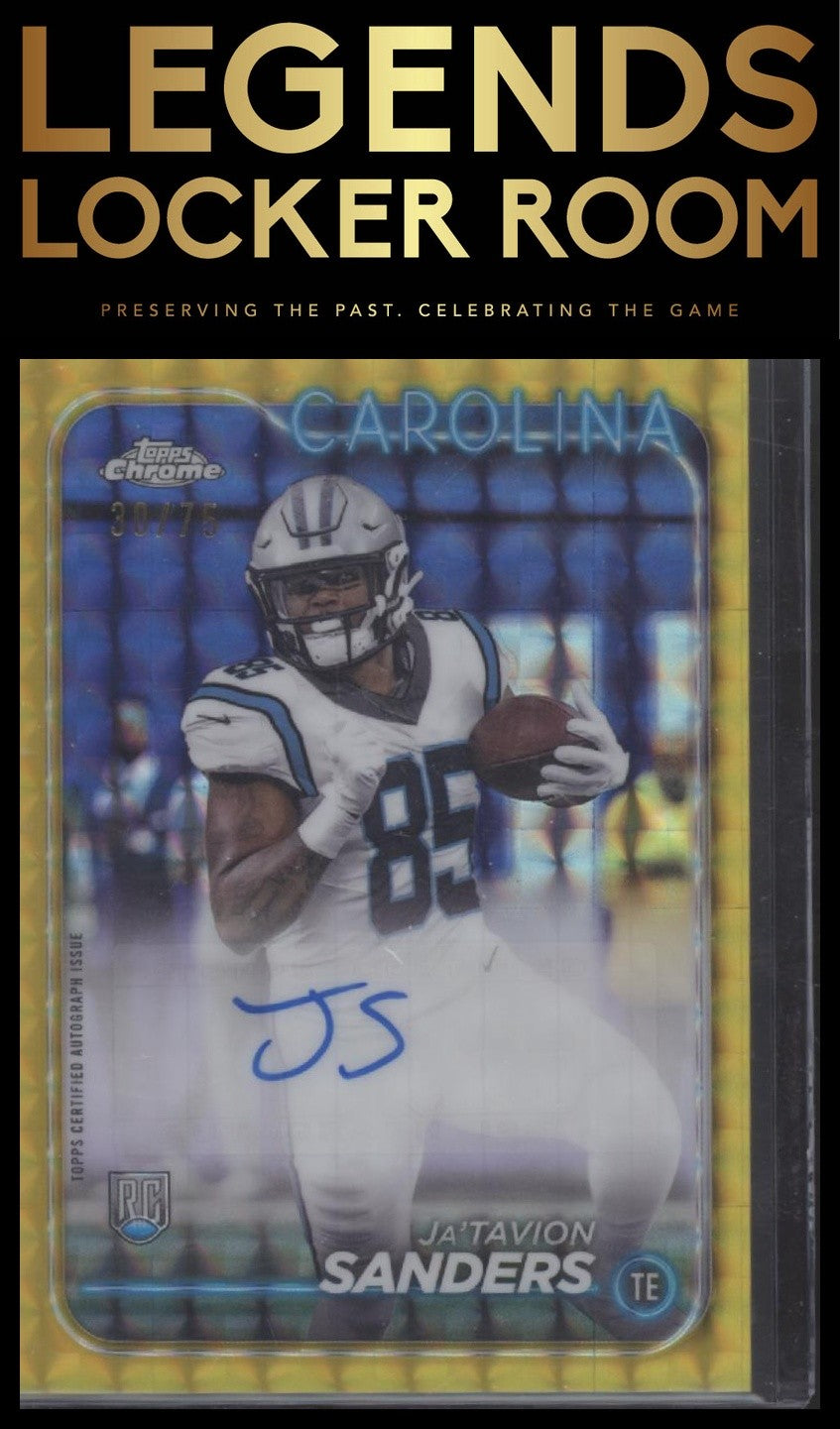 2024 Topps Chrome Ja'Tavion Sanders Rookie Auto Yellow Geometric Refractor /75