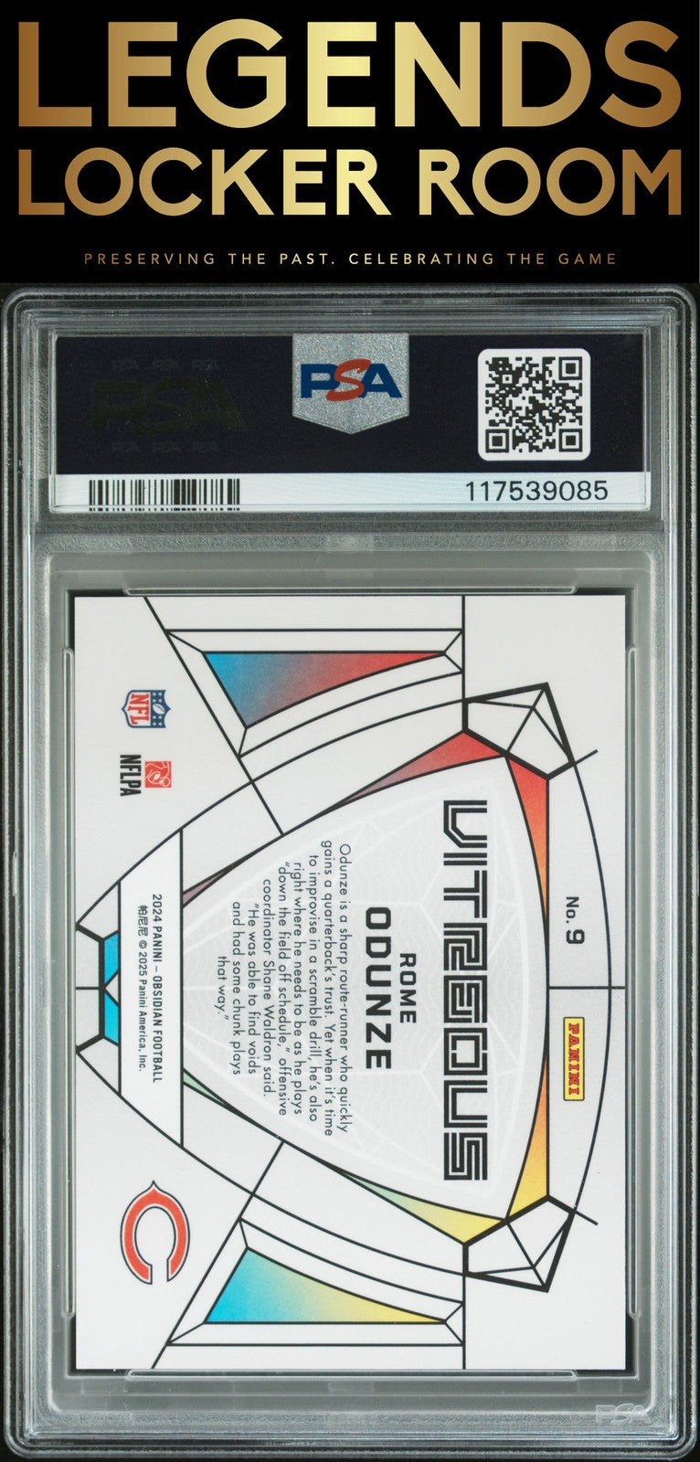 2024 Panini Obsidian Vitreous #9 Rome Odunze PSA 9