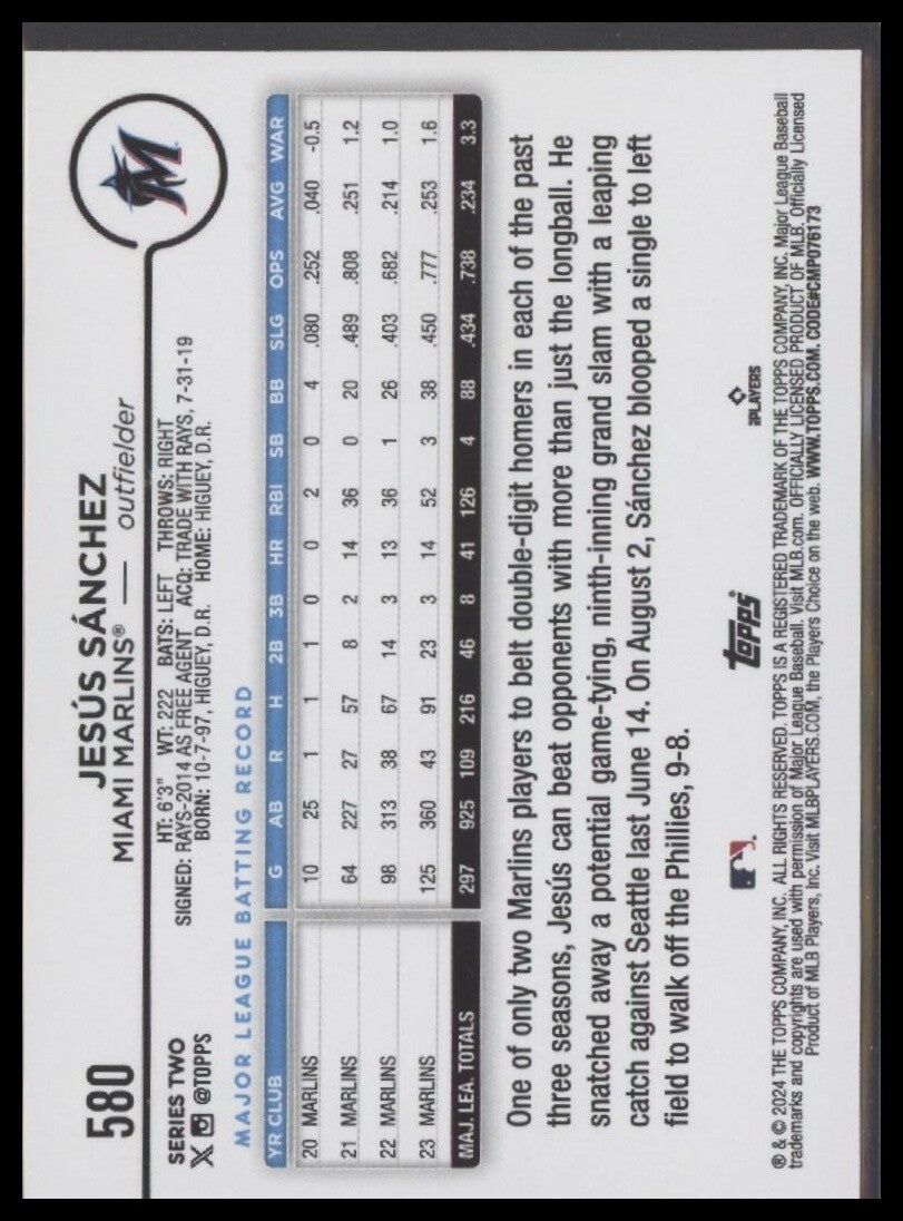 2024 Topps #580 Jesus Sanchez