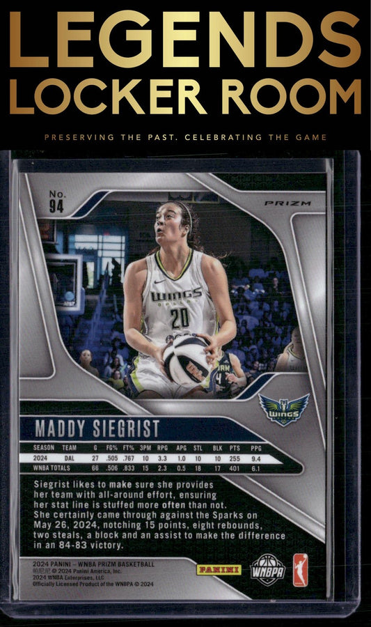 2024 Panini Prizm WNBA #94 Maddy Siegrist Silver Prizms