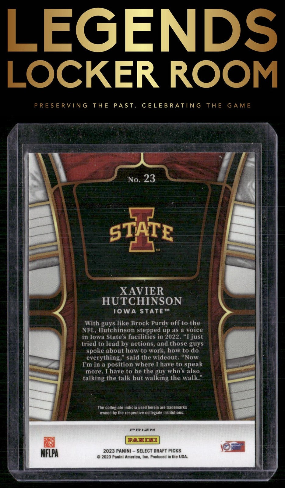 2023 Panini Select Draft Picks #23 Xavier Hutchinson Gold Lazer Prizm