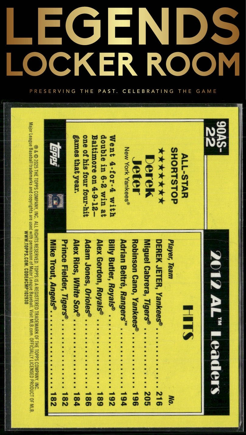 2025 Topps #90AS-22a Derek Jeter 1990 Topps Baseball 35th Anniversary All-Stars