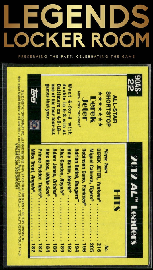 2025 Topps #90AS-22a Derek Jeter 1990 Topps Baseball 35th Anniversary All-Stars